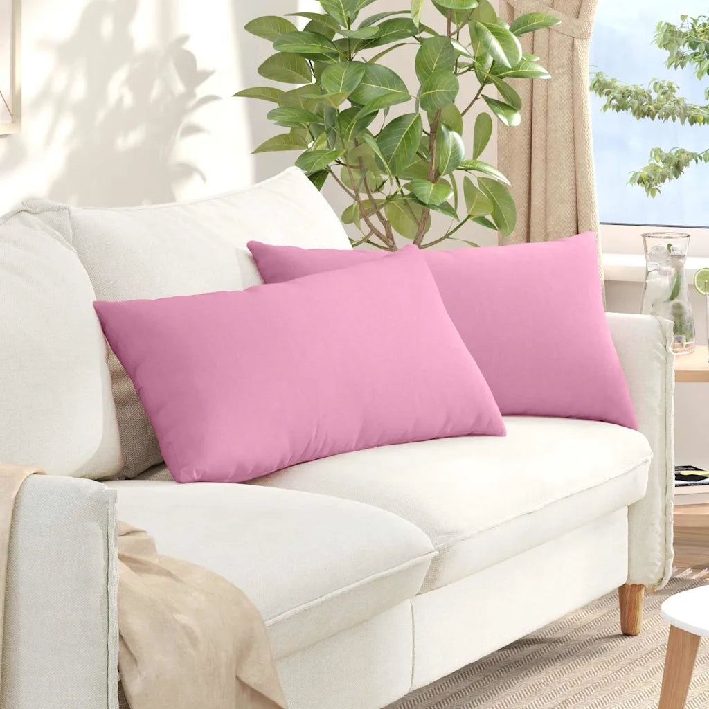 Cuscini da Divano 2 pz-Set di 2 Cuscini per Sofa Rosa 80 x 40 cm Tessuto