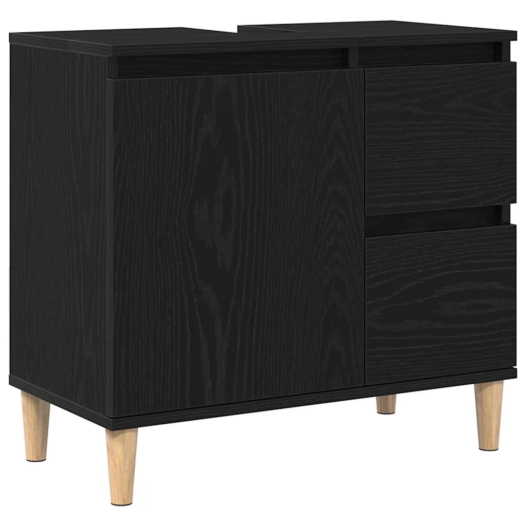 Set di mobili per il Bagno | Armadio da bagno Montaggio a parete 3 pz Rovere Nero