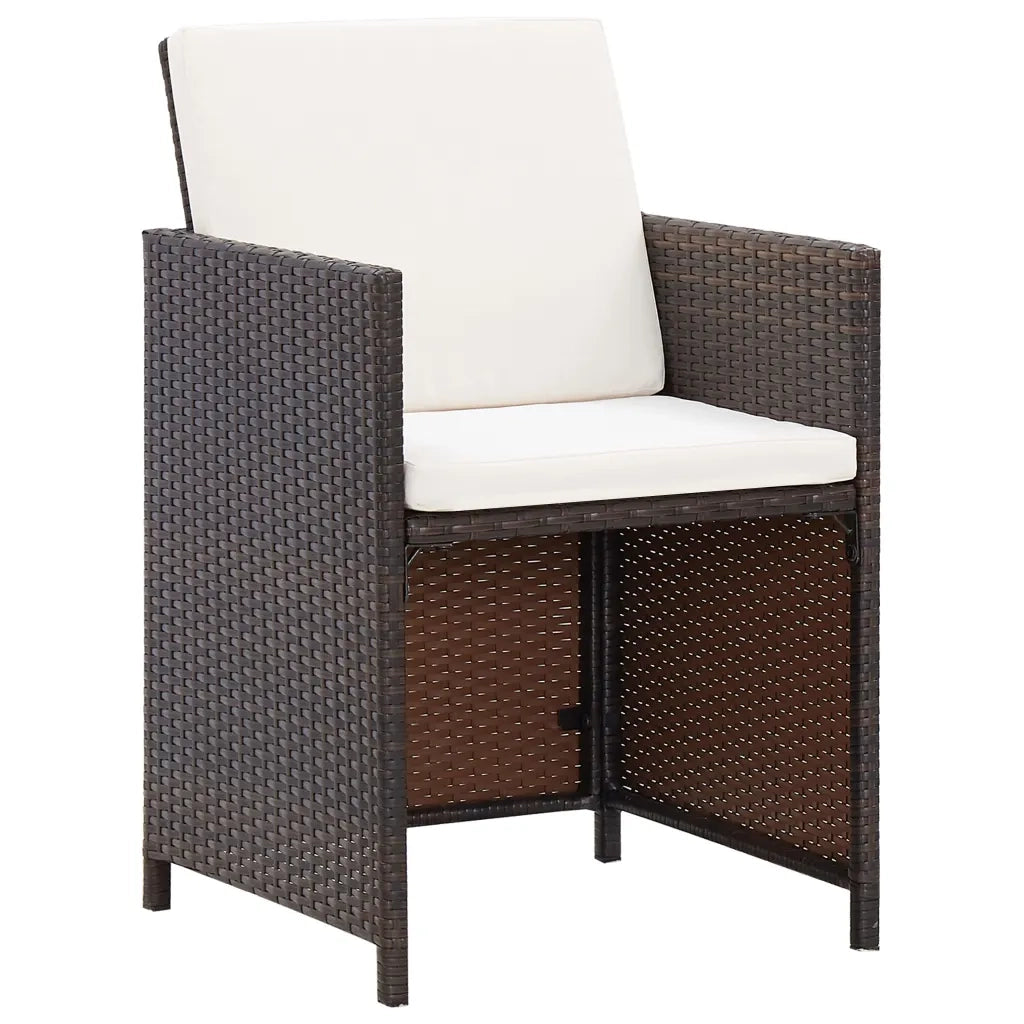 Set da Pranzo da Giardino 13 pz con Cuscini Polyrattan Marrone 42528