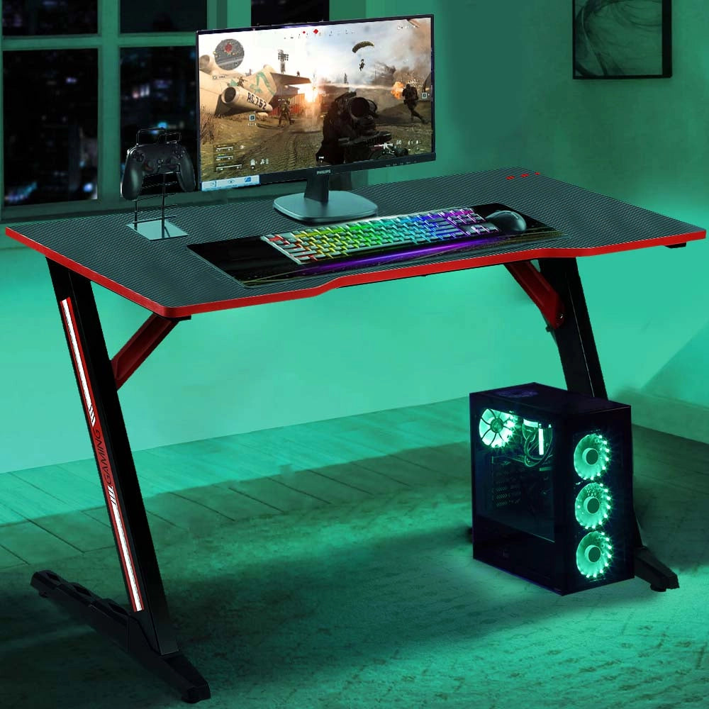 Scrivania Gaming Porta Pc Computer in Metallo e Legno MDF Tappetino Mouse Pad