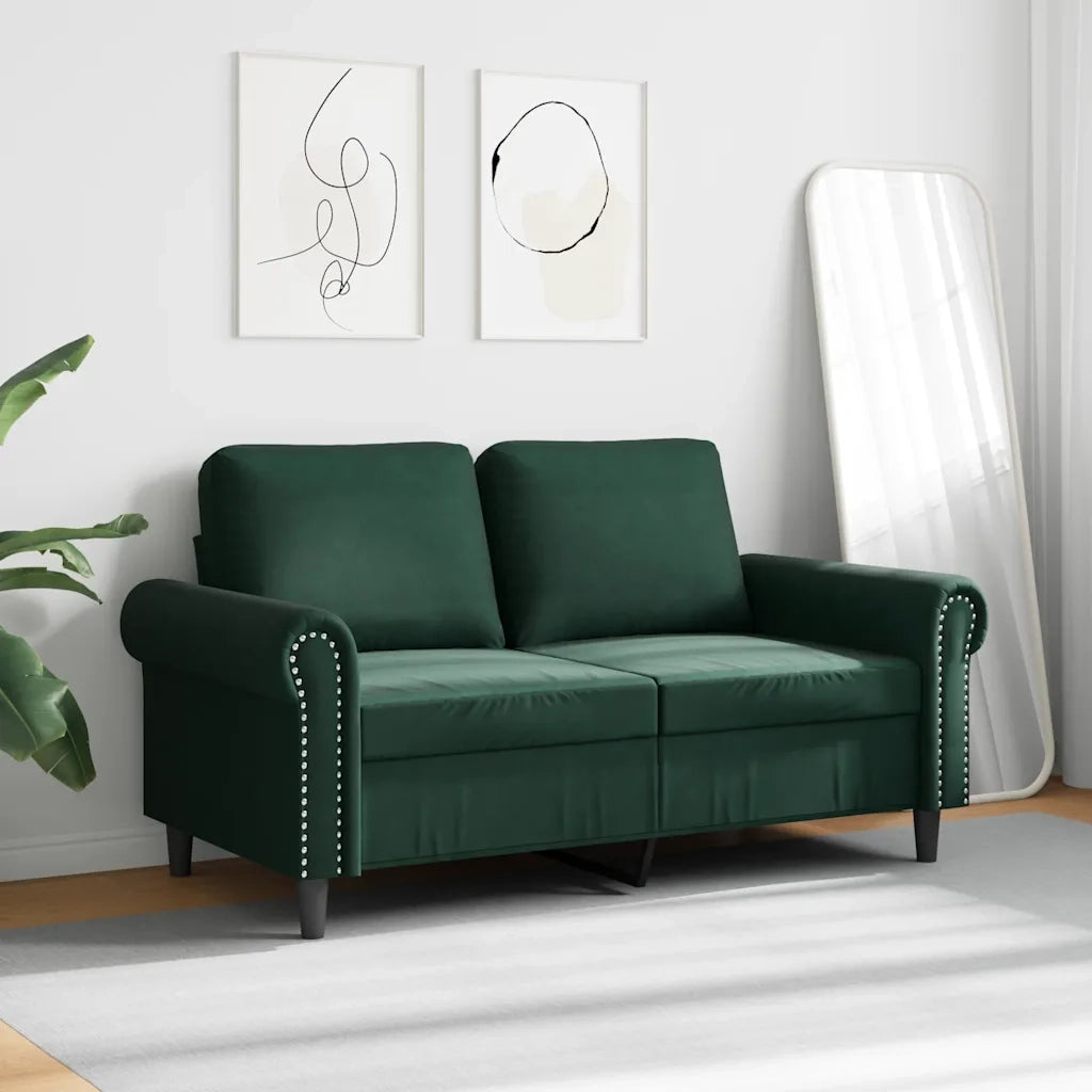 Divano a 2 Posti Verde Scuro 120 cm in Velluto 359521