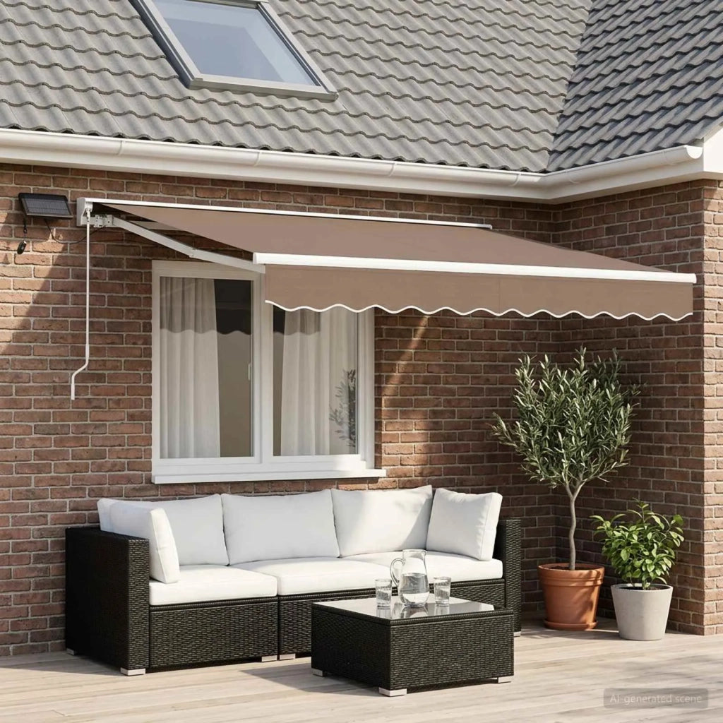 Cornice per Tenda Manuale con LED Tortora 3 x 2,5 m 3425906