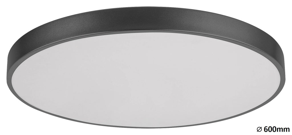 Plafoniera LED 60W 60cm nera opaca con telecomando