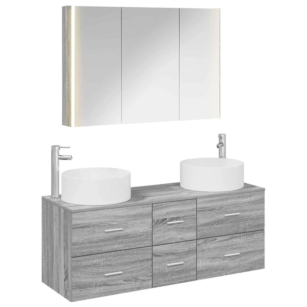 Set di mobili per il bagno 4 pz Sonoma grigio 3407108