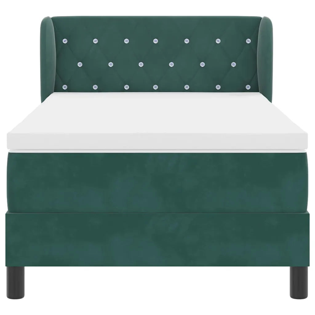 Letto a molle con testiera Verde scuro 90 x 200 cm Velluto 3340319