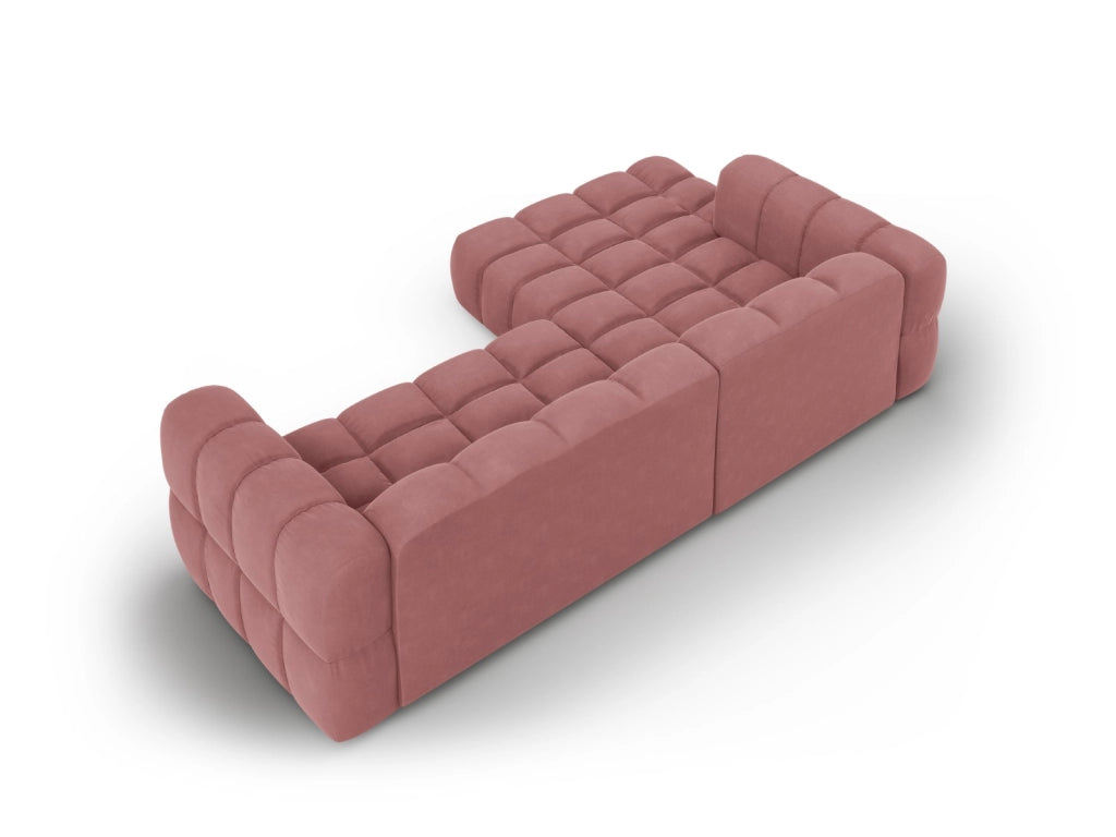 Cosmopolitan Design - Divano angolare modulare sinistro "Sky" 4 posti in velluto salmone 