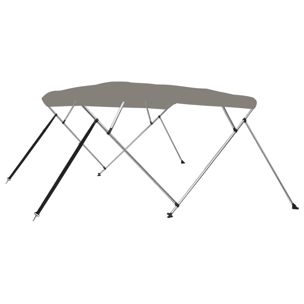 Bimini di Prua con Tendalino 4 Archi-Tenda da Sole per Bimini di Prua Grigio 243x180x137 cm