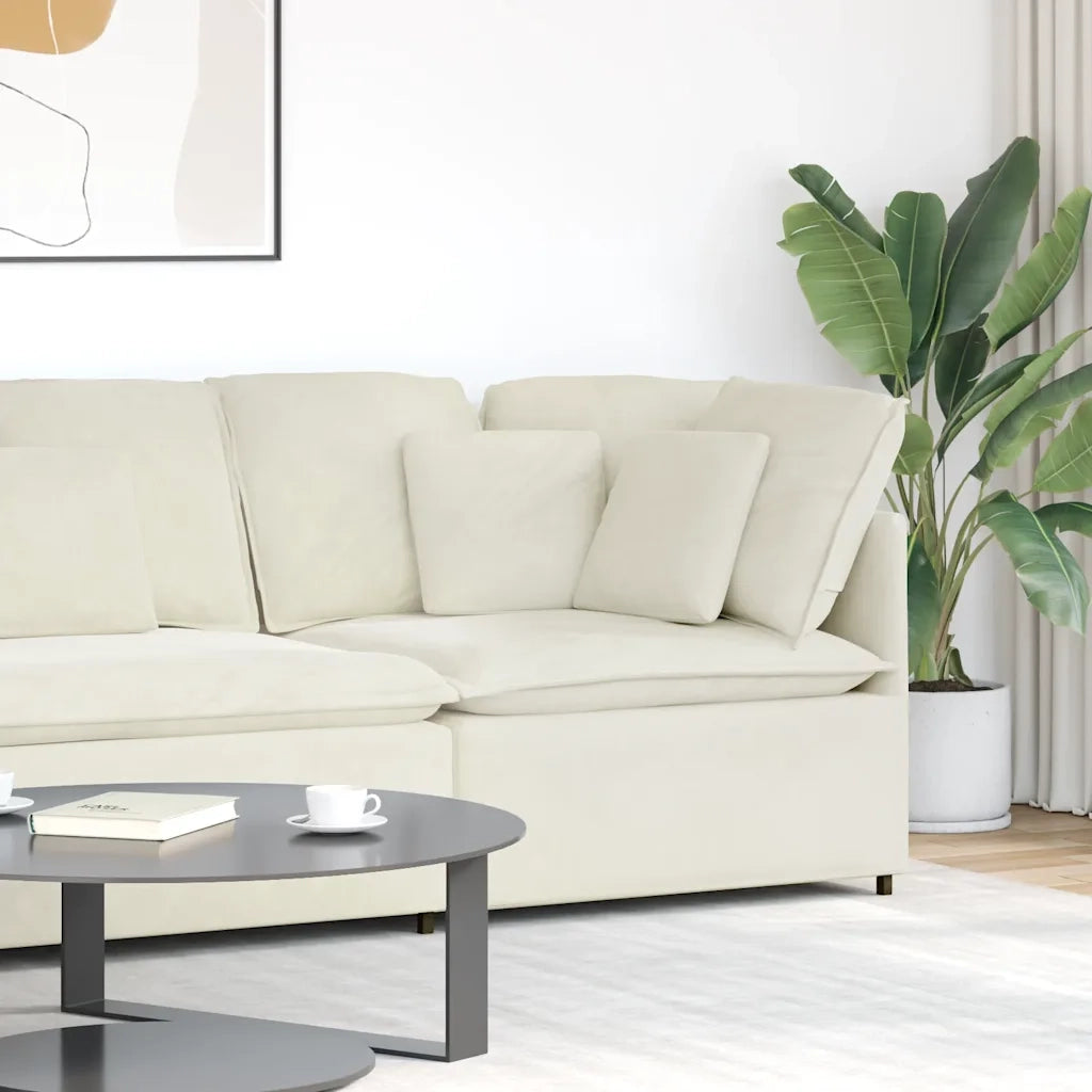 Modulo Angolare Divano Modulare con Cuscini Crema 100 cm 4104466