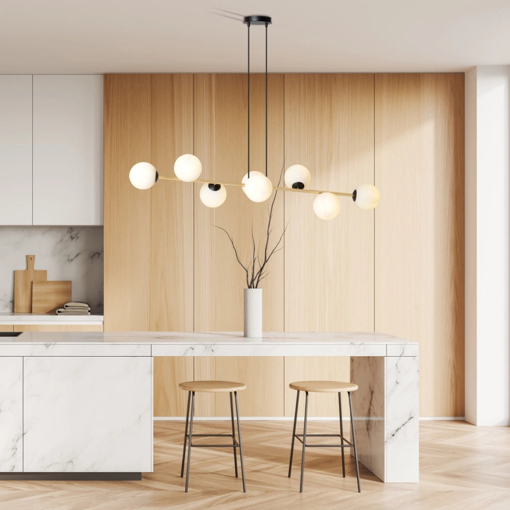 Lampadario Emibig Gravity 8, 8xE14 nero oro bianco 140cm