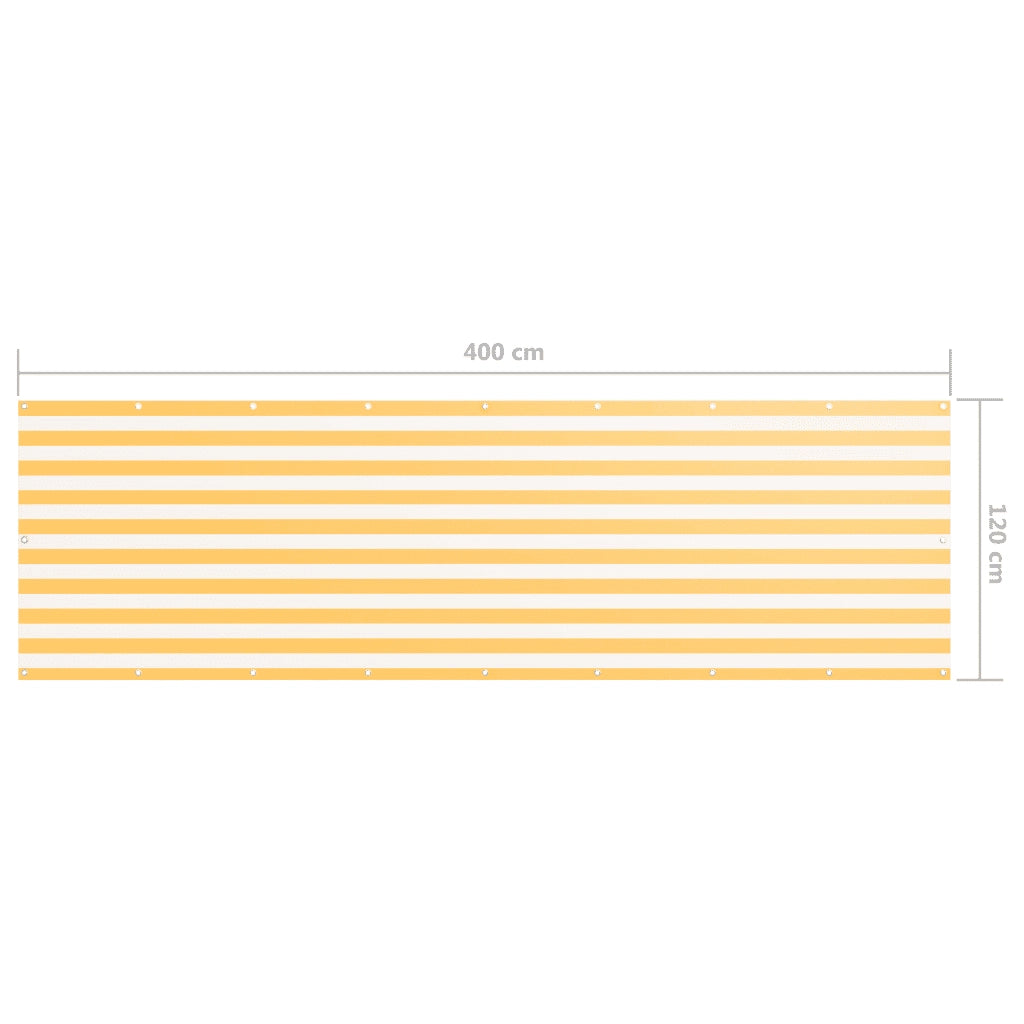 Paravento Balcone Bianco e Giallo 120x400 cm Tessuto Oxford 134909