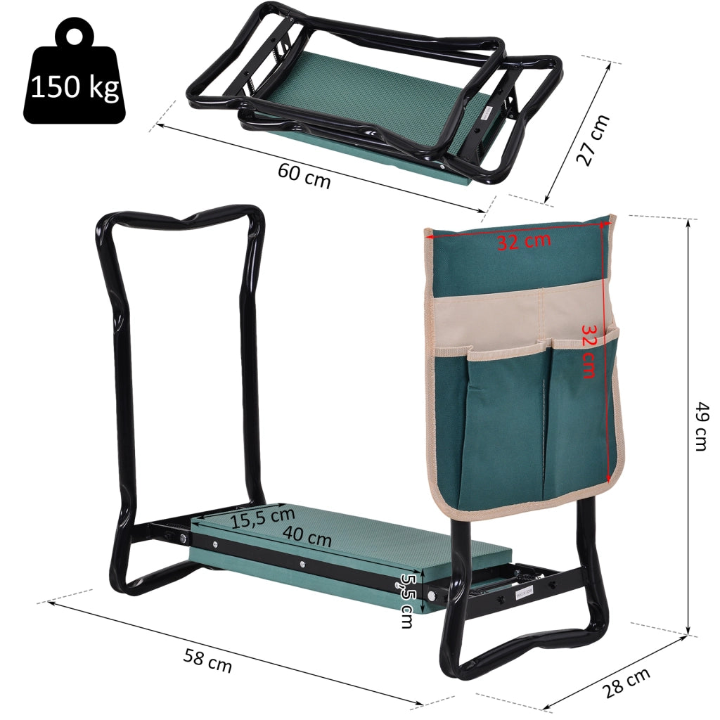 Panca da Giardino Pieghevole 2 in 1 con Cuscini ¨C zephmum ¨C Verde e Nero