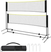 Impacco da Badminton - Set Completo con Bastoni, Rete, Pali di Base e Fermo Rete Multifunzionale