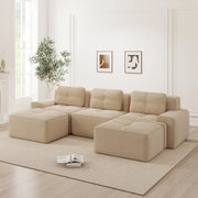 Divano modulare Cloud - Zephmum- U-forma 3 posti velluto beige senza montaggio