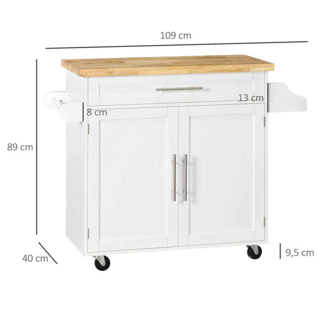 Carrello da cucina con ripiani ¨C Minimal ¨C Bianco 109x40x89
