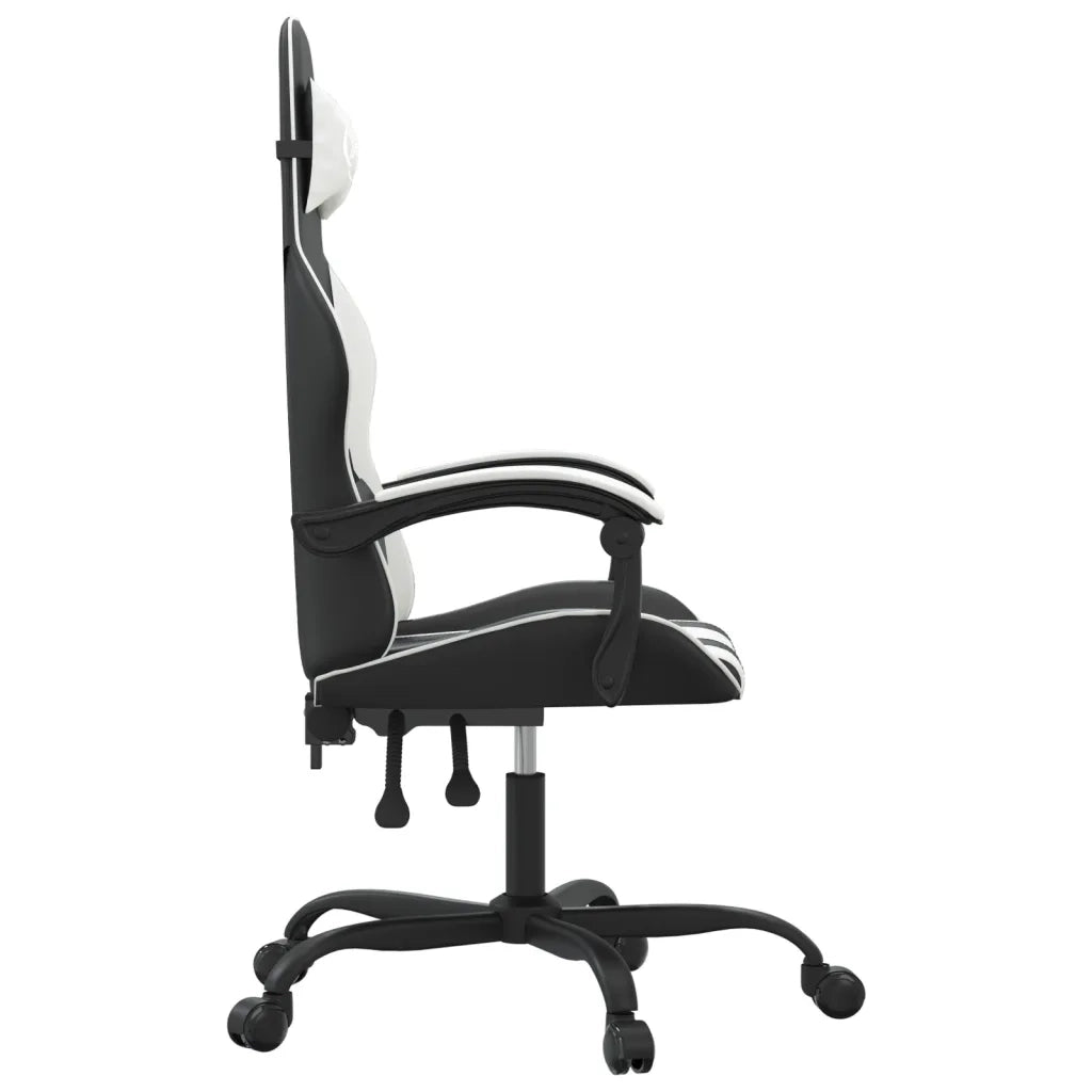 Sedia da Gaming Girevole Nero e Bianco in Similpelle 349596
