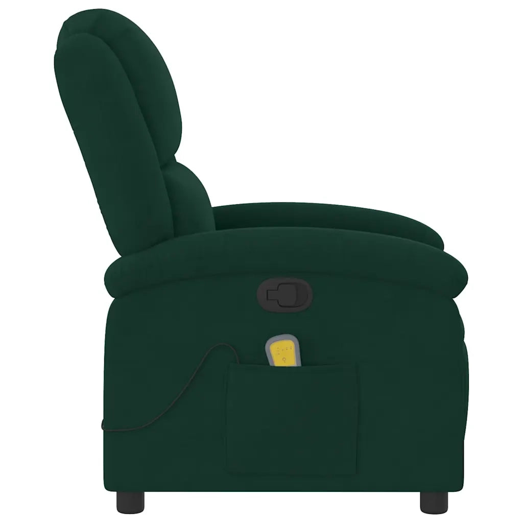 Poltrona Massaggiante | Sedia Relax Reclinabile Verde Scuro in Velluto