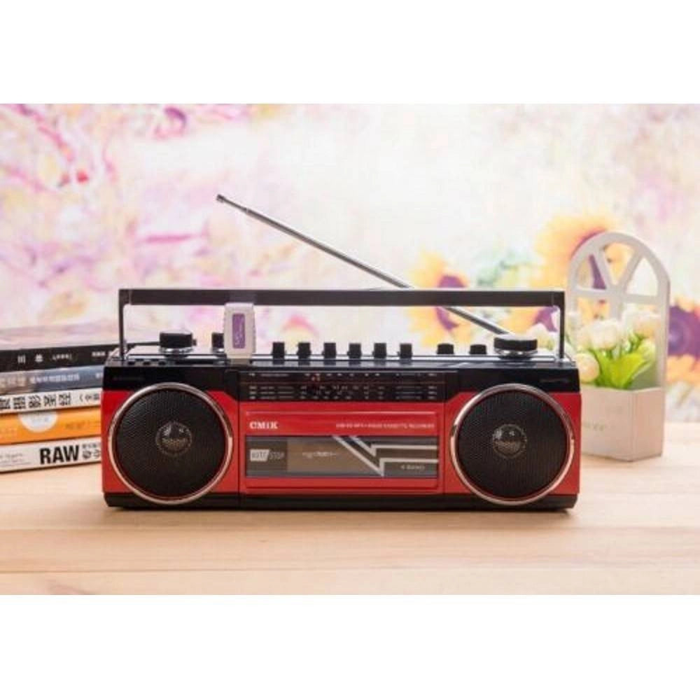Trade Shop - Cassa Speaker Bluetooth Lettore Musicassette Radio Usb Sd Mp3 Mk-132bt -