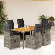 Set Bistrò da Giardino 7 pz con Cuscini in Polyrattan Grigio 3277160