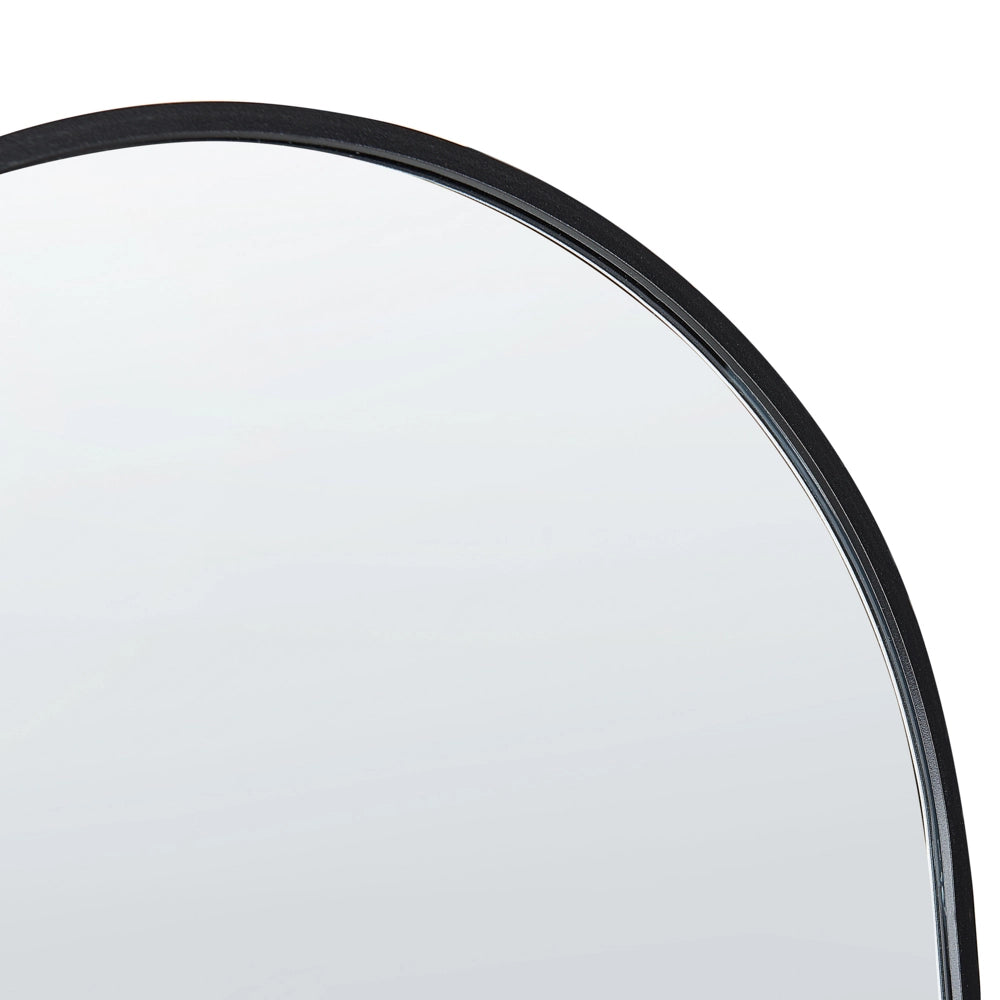 Specchio da terra ovale con telaio in metallo e supporto design moderno con cornice