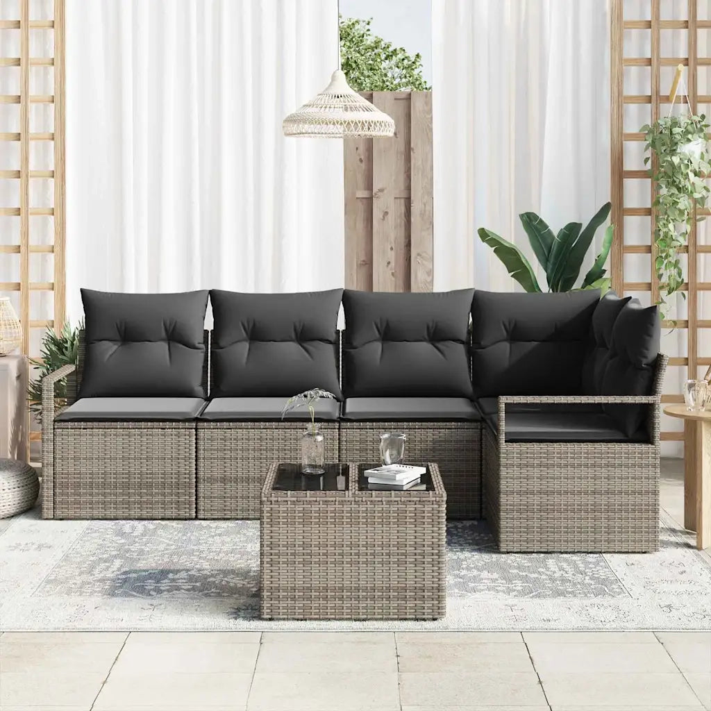 Set Divano da Giardino 6 pcs Grigio chiaro polyrattan 3355058