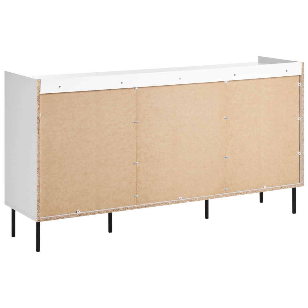 Credenza contenitore 4 cassetti 2 ante metallo bianco in stile rustico