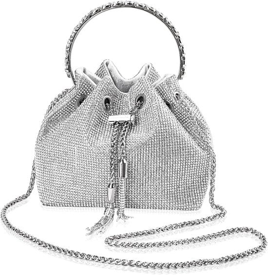 Clutch con pietre strass brillanti - Abito da sera per donne - Argento