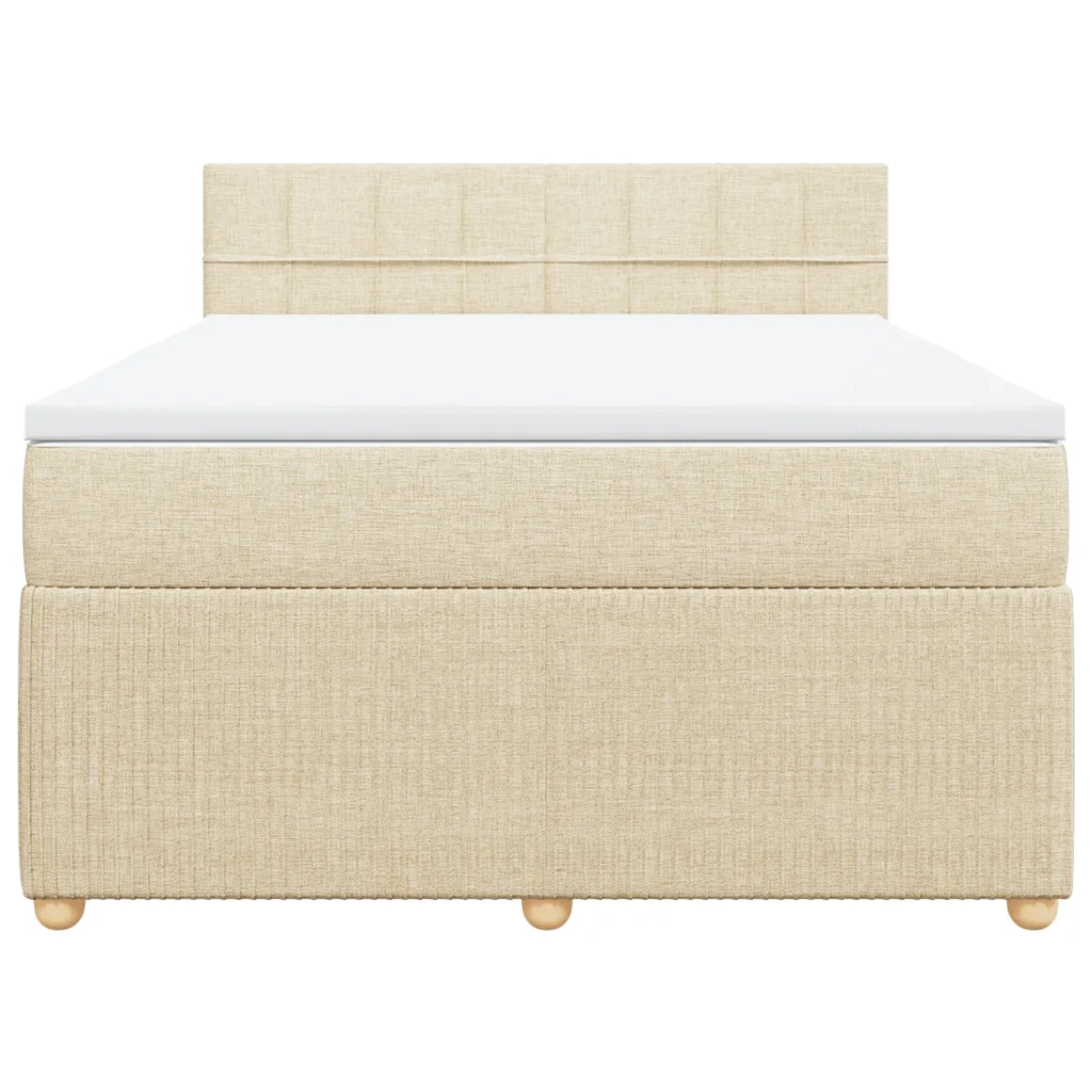 Giroletto a Molle con Materasso Crema 140x19 cm in Tessuto