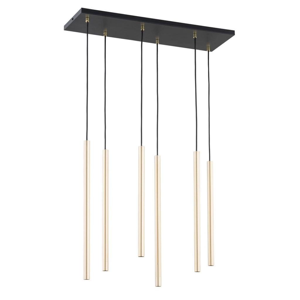 Lampada a sospensione glamour Selter oro rettangolare 6xG9 Emibig
