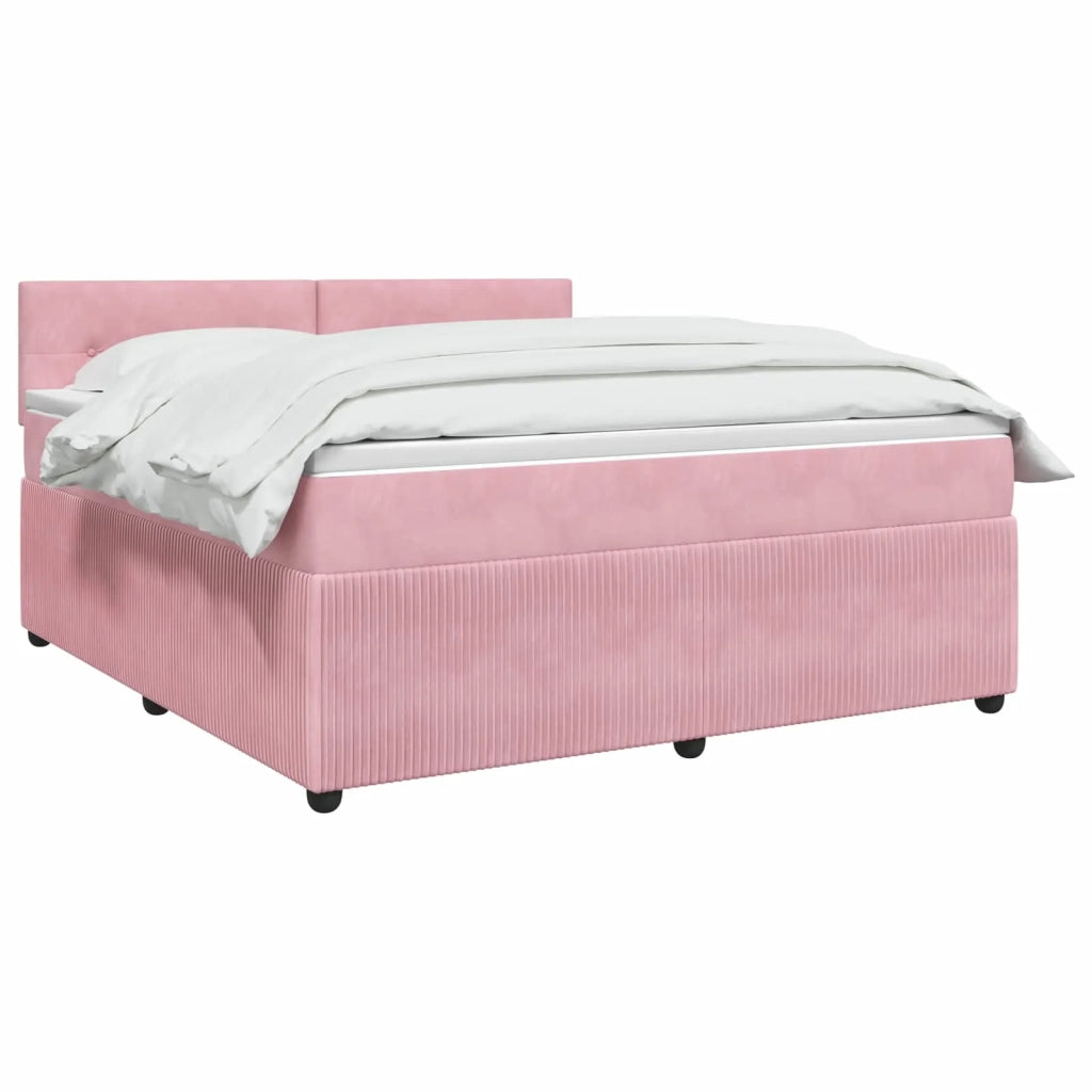 Letto box spring con materasso Rosa 180 x 200 cm Velluto 3451732