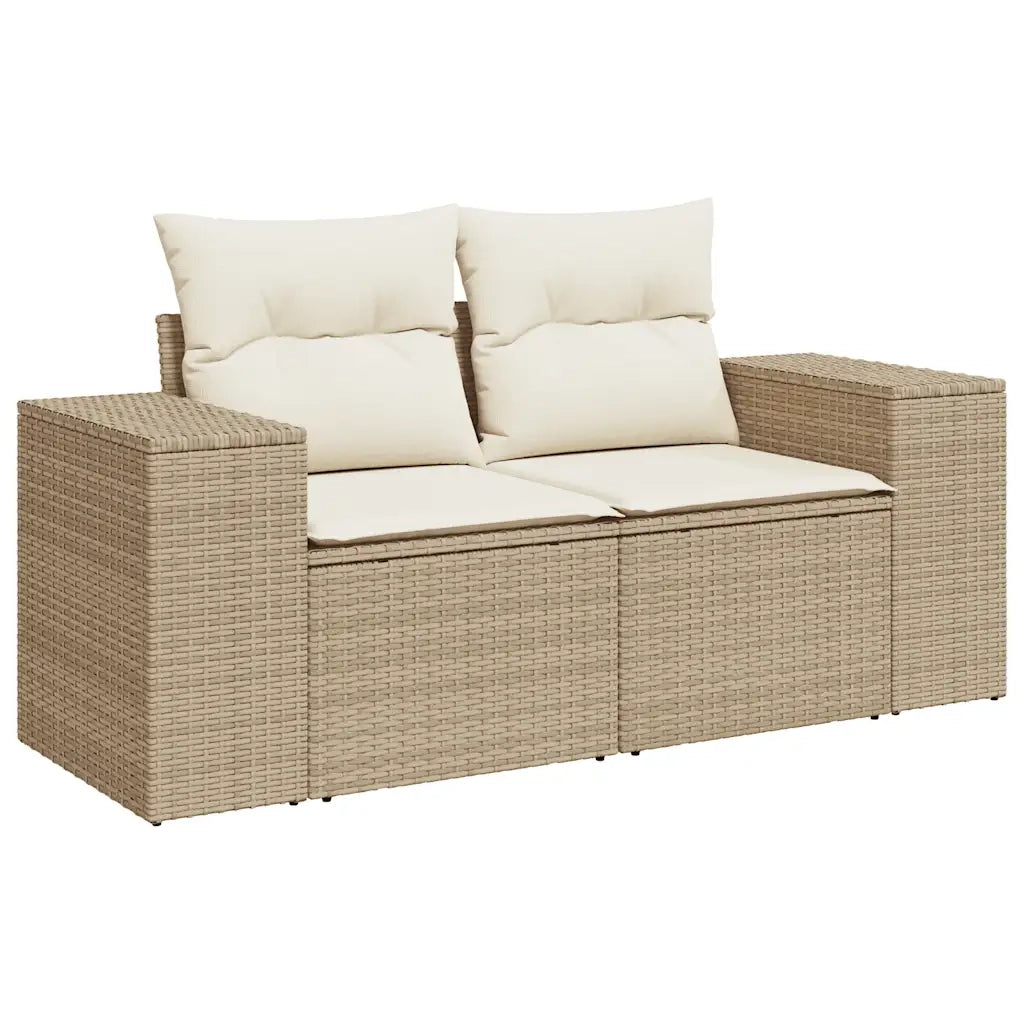 Set Divano da Giardino 10 pz con Cuscini Beige in Polyrattan 3326859