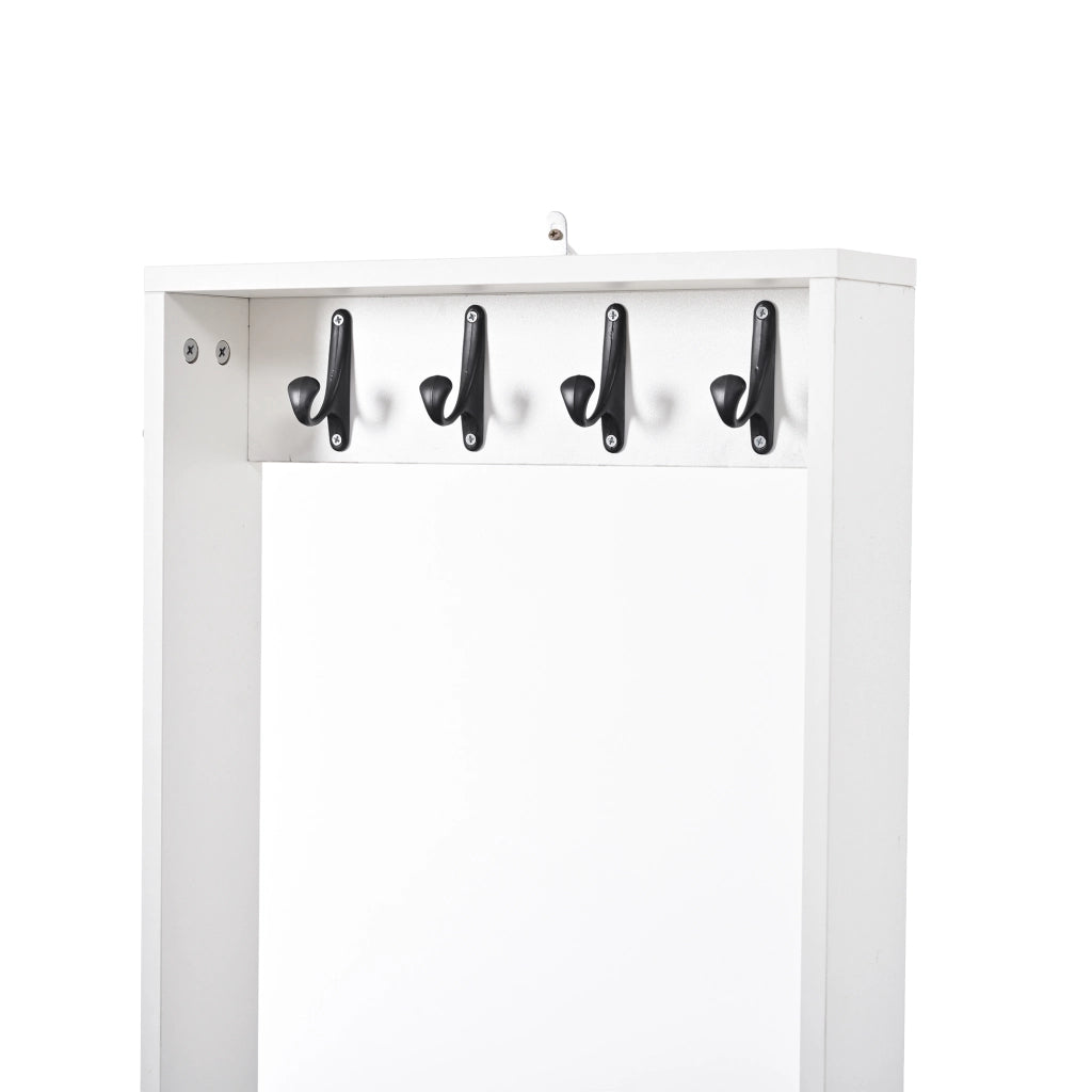 Combinazione di mobile da ingresso, appendiabiti e scarpiera, 2 cassetti, 8 ganci, 125 x 36 x 165 cm, bianco