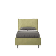 Letto singolo senza rete imbottito 80x190 microfibra tè verde Antea