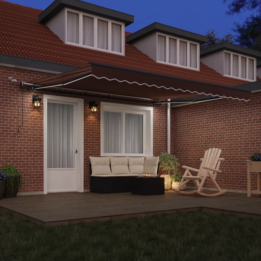 Tenda da Sole Retrattile Automatica con LED Marrone 400x300 cm 3310211