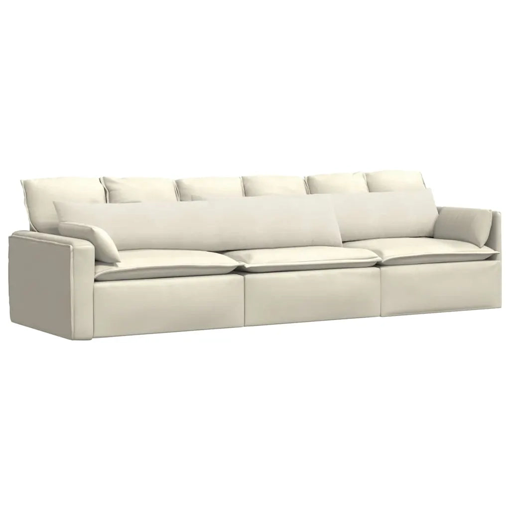 Cuscini da Divano 2 pz-Set di 2 Cuscini per Sofa Crema 200 x 40 cm Tessuto in Cords 358793