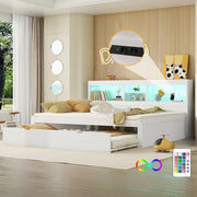 Divano letto daybed - Xylo - 140x200 cm LED USB contenitore bianco