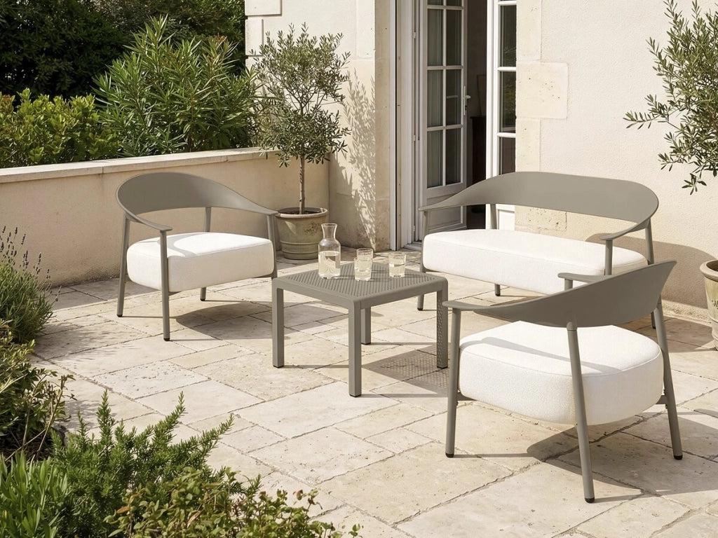 Set di mobili da giardino in metallo e plastica "Céora" - 4 posti - Taupe