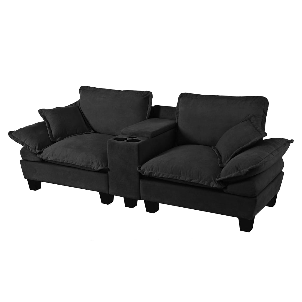Divano Modulare Cloud con Contenitore e Cuscini ¨C Xylo ¨C Chenille Nero