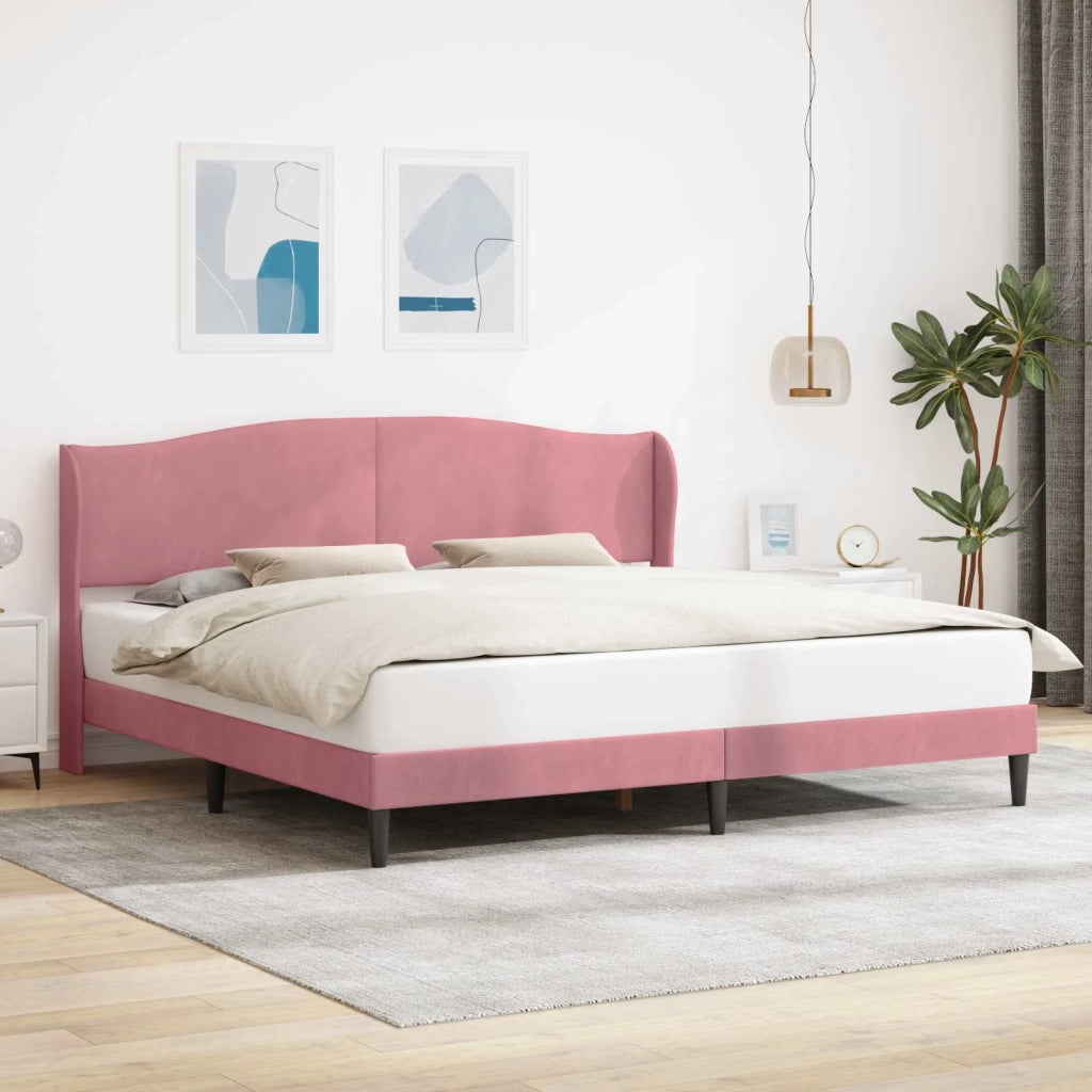 Letto matrimoniale | Letto per adulti | Struttura del letto con testiera Rosa 200 x 200 cm Velluto