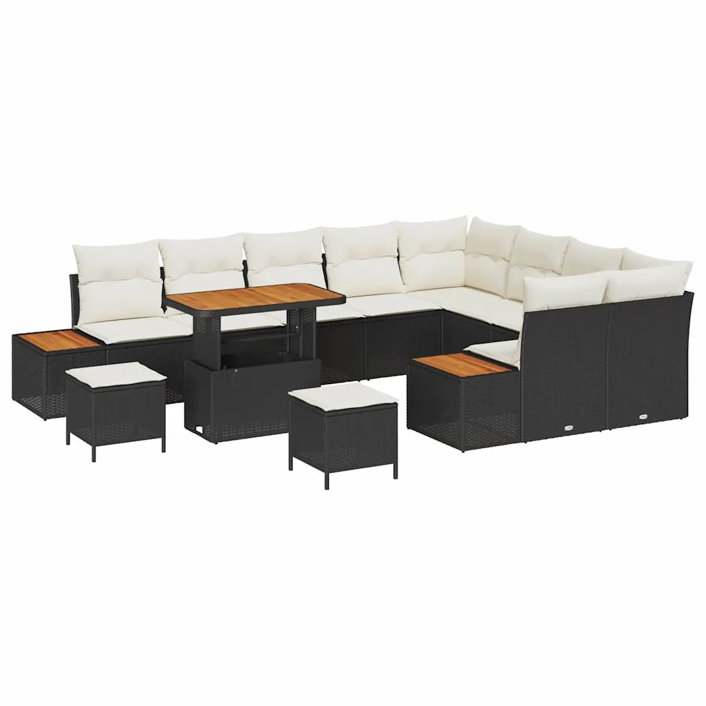 Set Divano da Giardino 12 pcs Nero polyrattan