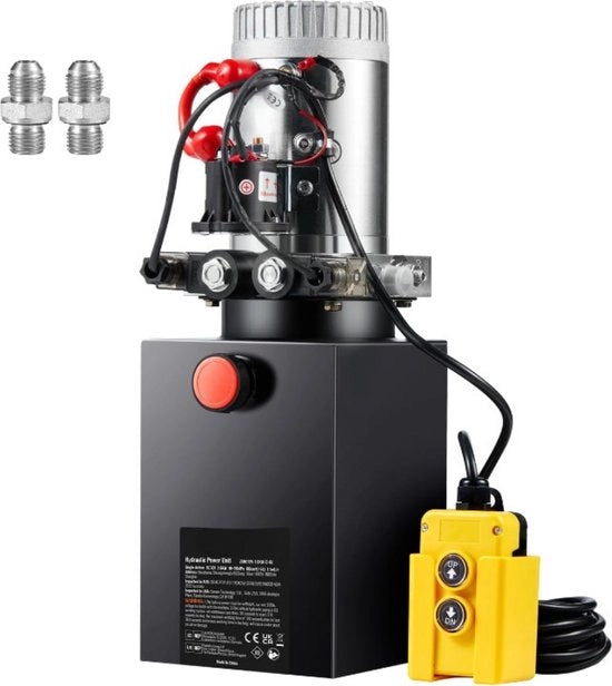 Pompa Idraulica a Mano - Aggregato Idraulico 12V - 1600W - Pompa Idraulica a Doppia Azione - 1,5 Galloni di Capacità - Tank Idraulico - Potente - Facile da Usare - Finestra in Acciaio Inox