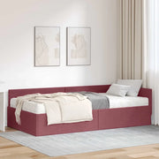 Struttura Letto Angolare con Materasso 2 pcs Rosso Tessuto