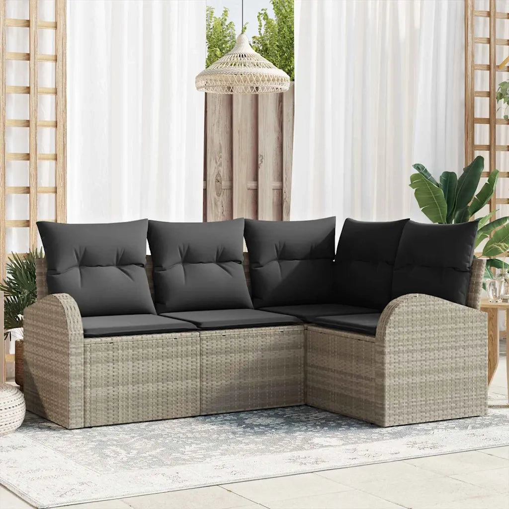 Set Divano da Giardino 4 pcs Grigio chiaro polyrattan 3346022