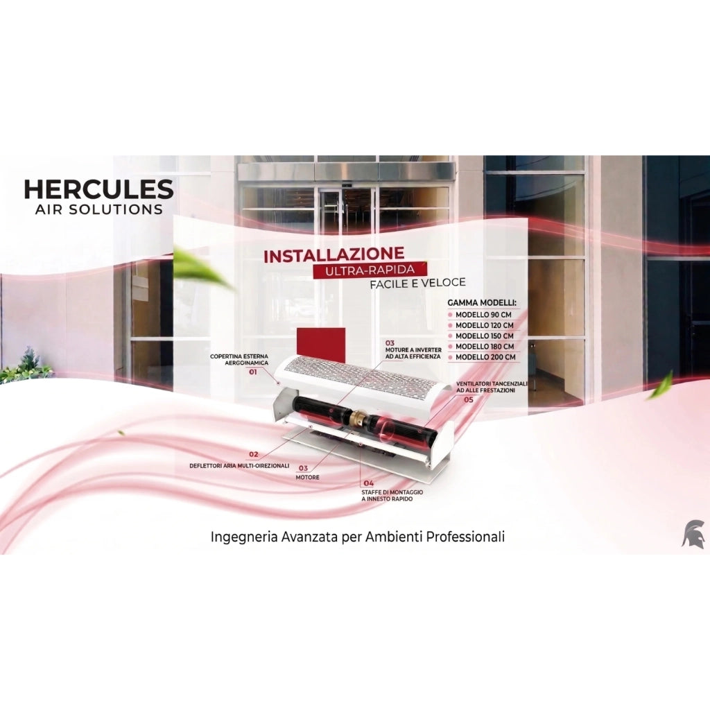 HERCULES Barriera d'Aria 90 cm con Telecomando – 150W