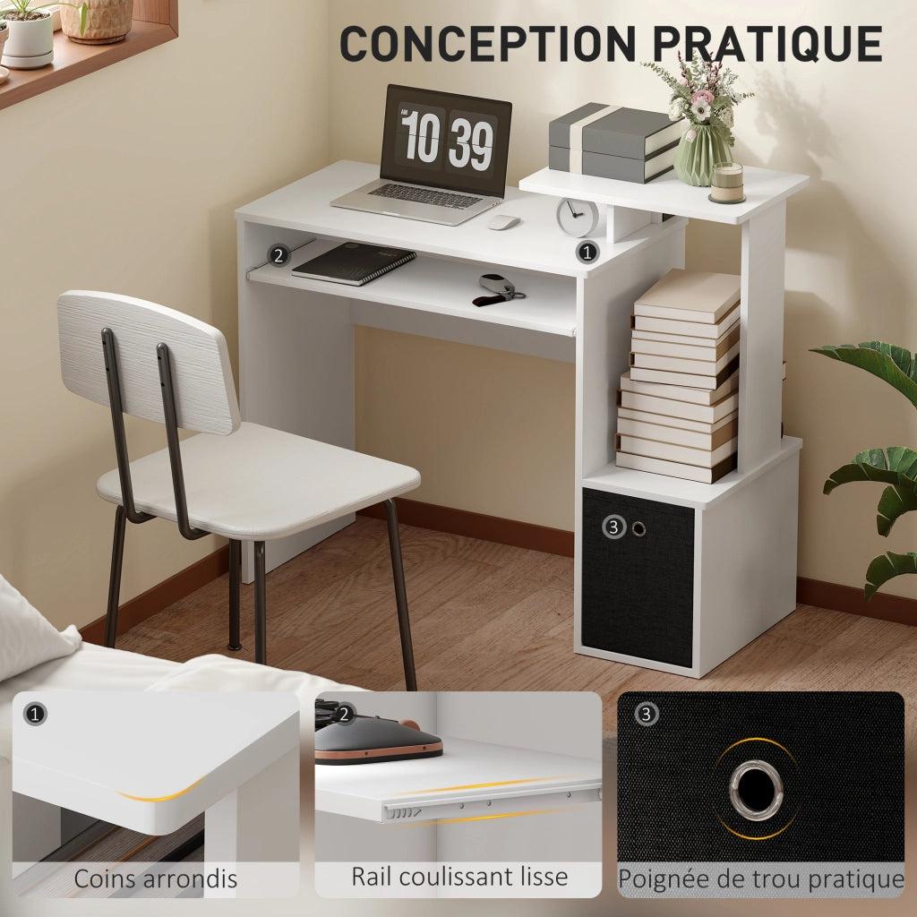 Scrivania per computer con scaffali e cassetto ¨C Zephmum ¨C Nero e bianco 90x50x75