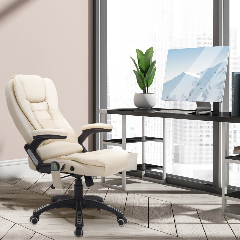 Sedia da ufficio con massaggio e riscaldamento ¨C Minimal ¨C cremewei? e nero