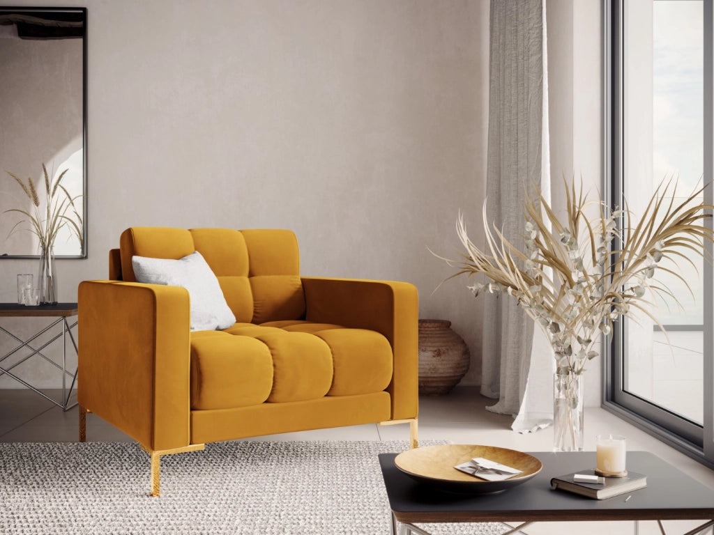 Cosmopolitan Design - Poltrona "Bali" in velluto giallo 
