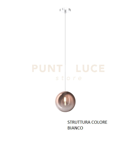SOSPENSIONE BIANCO 1 LUCE VETRO RAME 1184BI-S1-RA