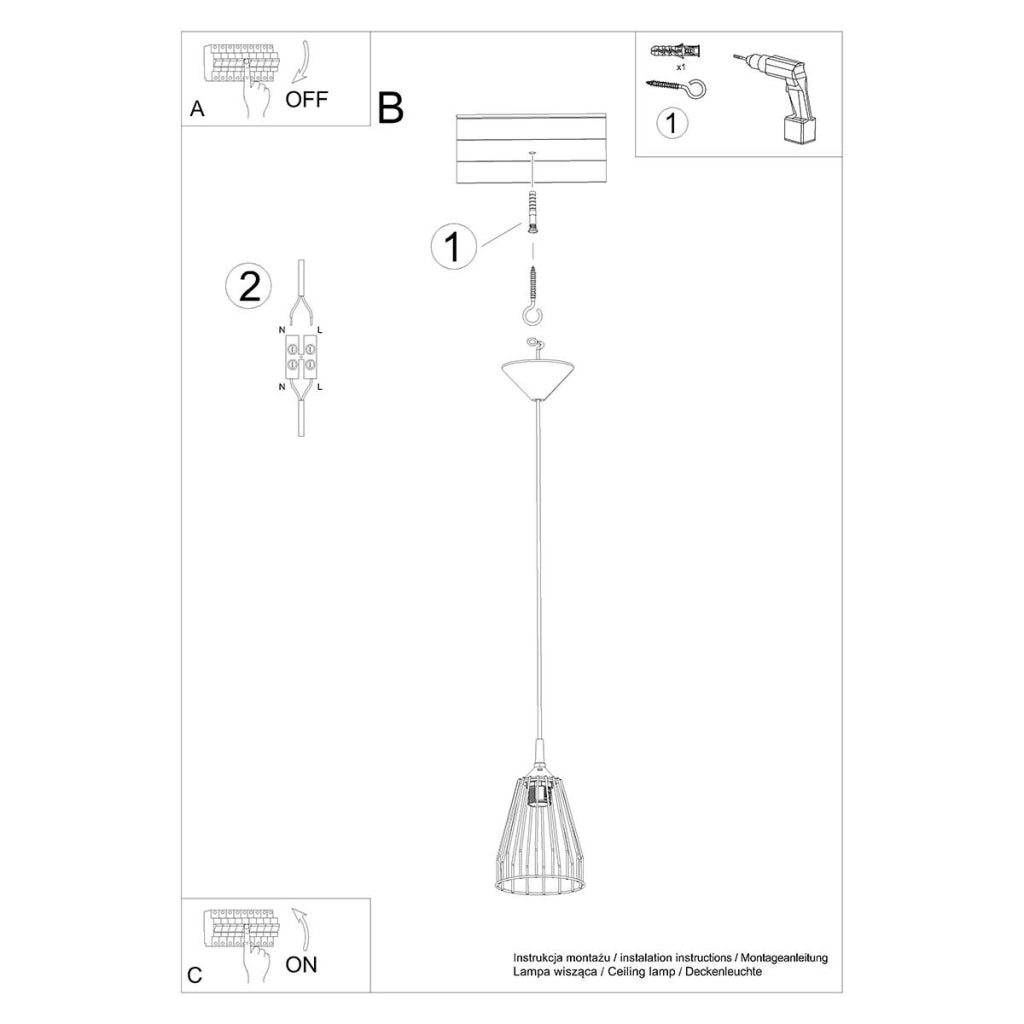 Lampada a sospensione industriale Leyo nera E27 15cm