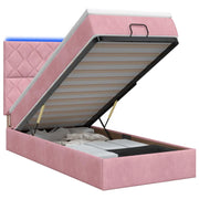 Letto Ottomano con Materasso e LED Rosa 80 x 200 cm Velluto 3458342