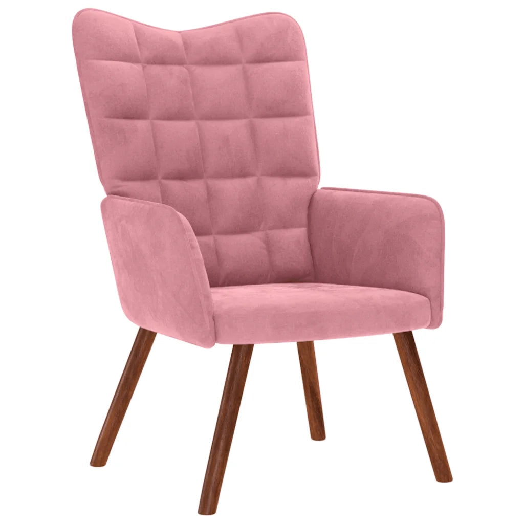 Poltrona Relax con Poggiapiedi Rosa in Velluto 4016825